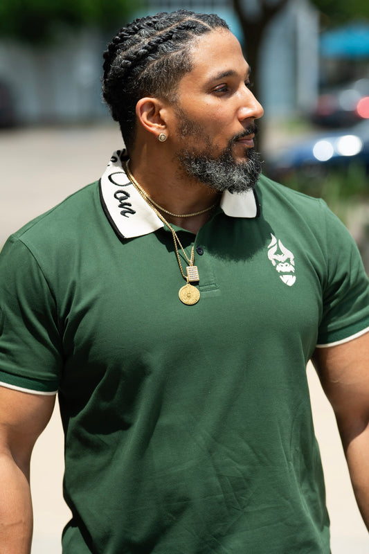 All Natural Ape The Don Polo Shirt Forrest Green/ Nude