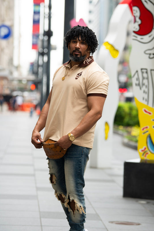 All Natural Ape The Don Polo Shirt Camel Brown/ Dark Brown