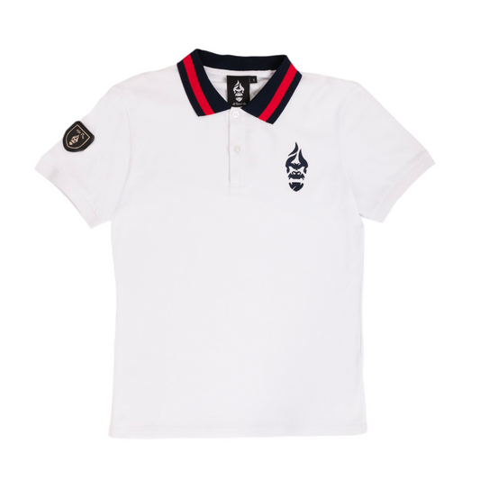 All Natural Ape The Don Polo Shirt White/ Navy Blue