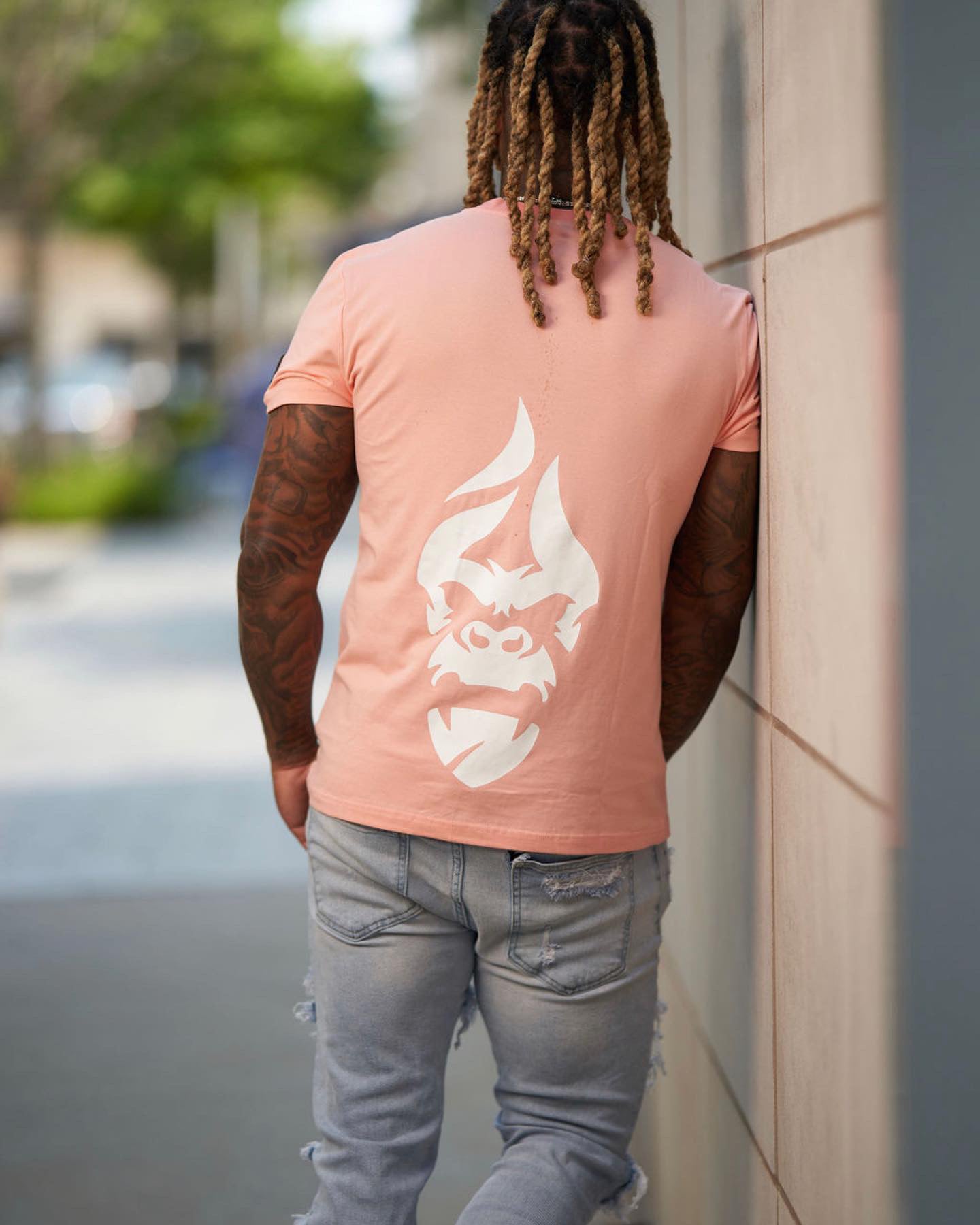 All Natural Ape The Don Tee Shirt Salmon/ White
