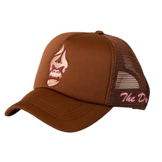 All Natural Ape The Don Trucker Hat Brown/ Hot Pink/ Nude