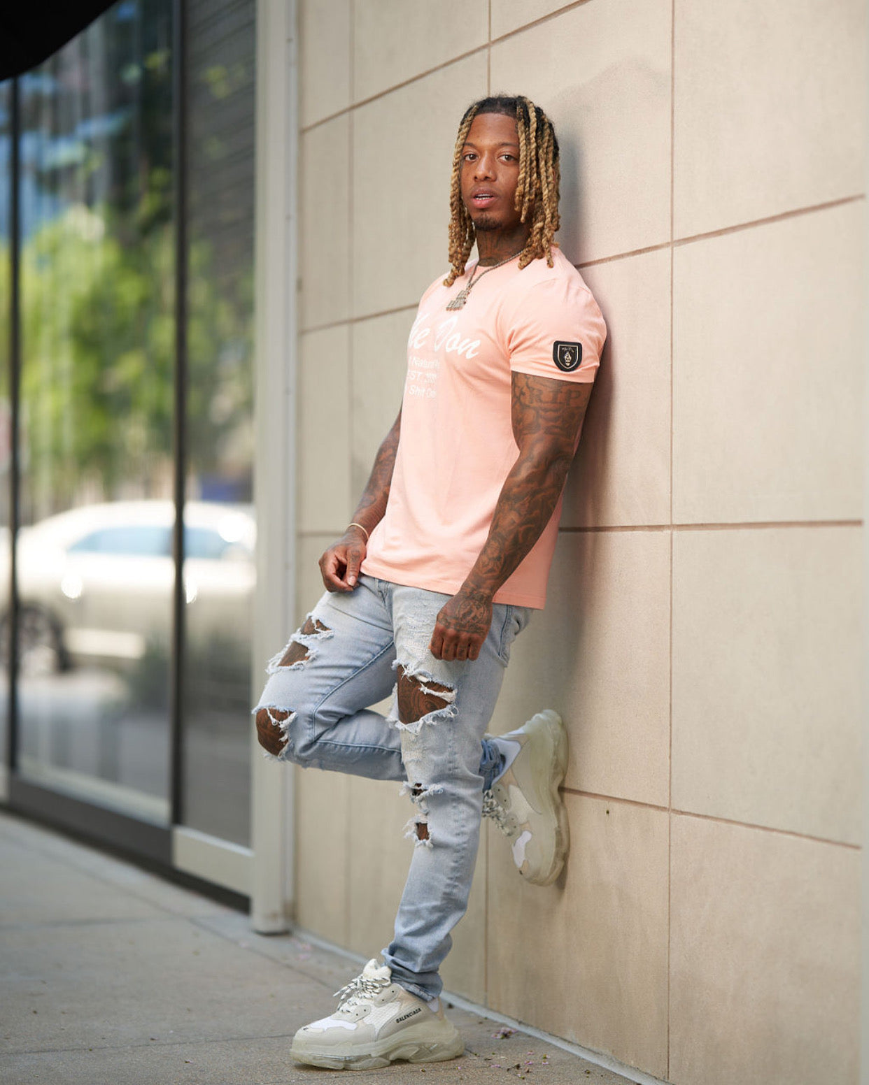 All Natural Ape The Don Tee Shirt Salmon/ White