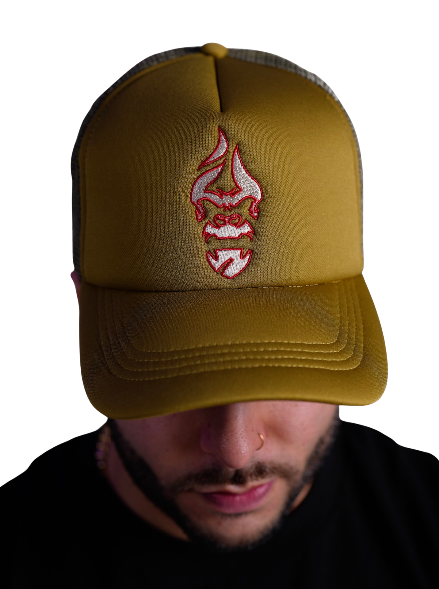All Natural Ape The Don Trucker Hat Olive/Red/ Off White