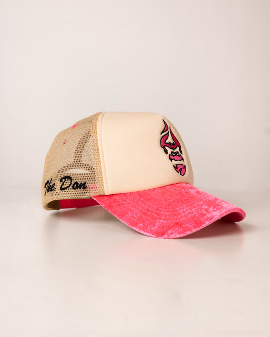 The Don Trucker Hat- Nude/ Hot Pink