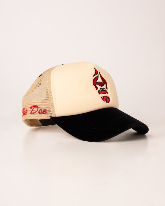 The Don Trucker Hat- Nude/Black/Red