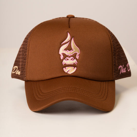All Natural Ape The Don Trucker Hat Brown/ Hot Pink/ Nude