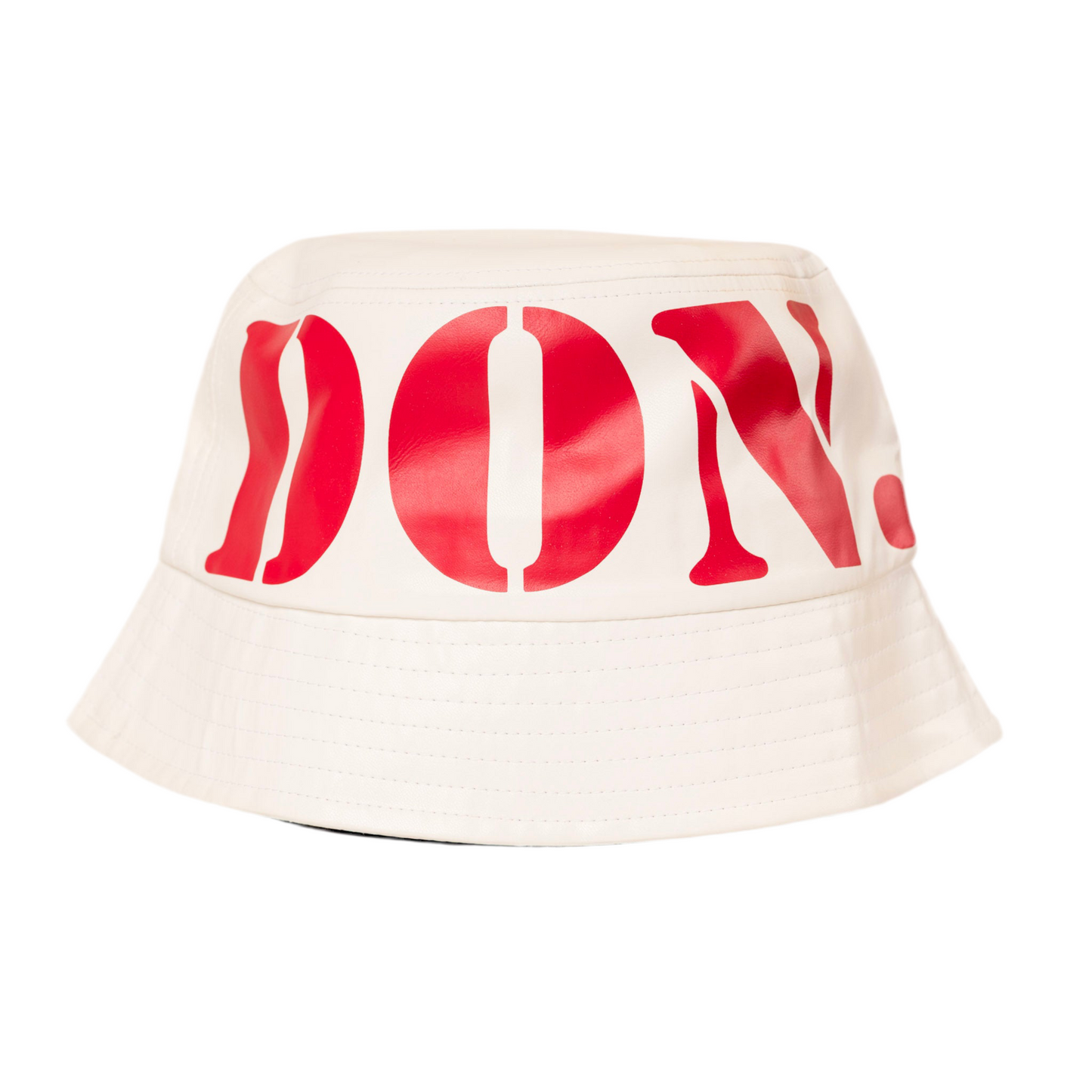 All Natural Ape The Don Leather Bucket Hat White/ Red