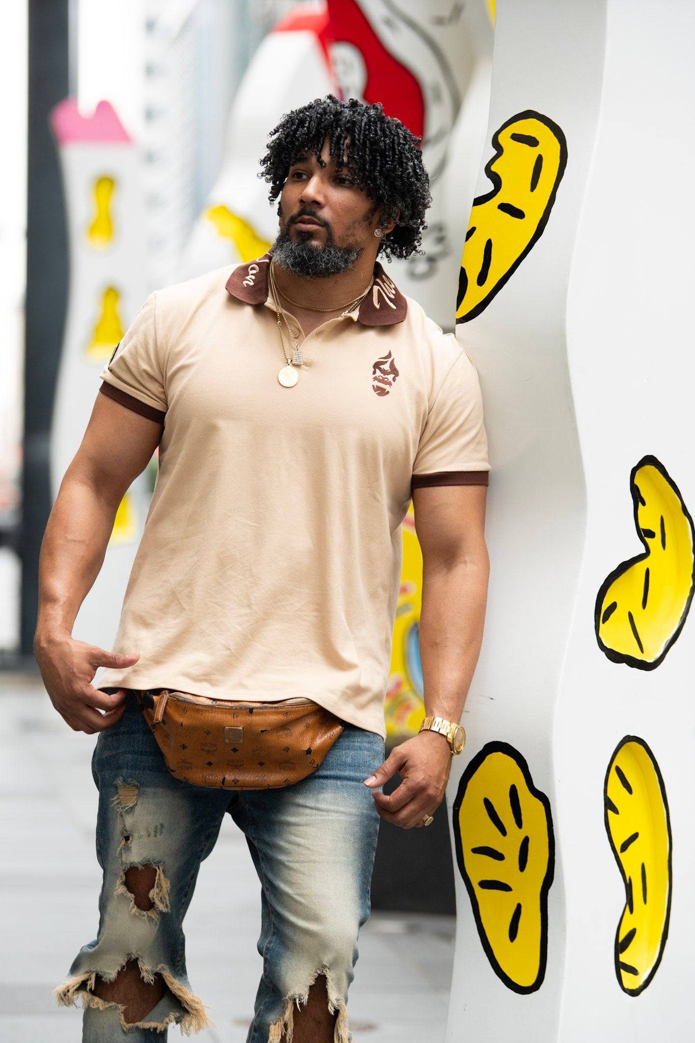 All Natural Ape The Don Polo Shirt Camel Brown/ Dark Brown