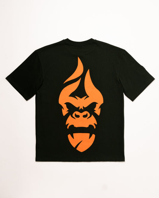 Oversized DON Tee- Forrest Green/ Florescent Orange