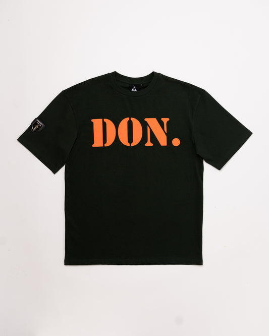 Oversized DON Tee- Forrest Green/ Florescent Orange