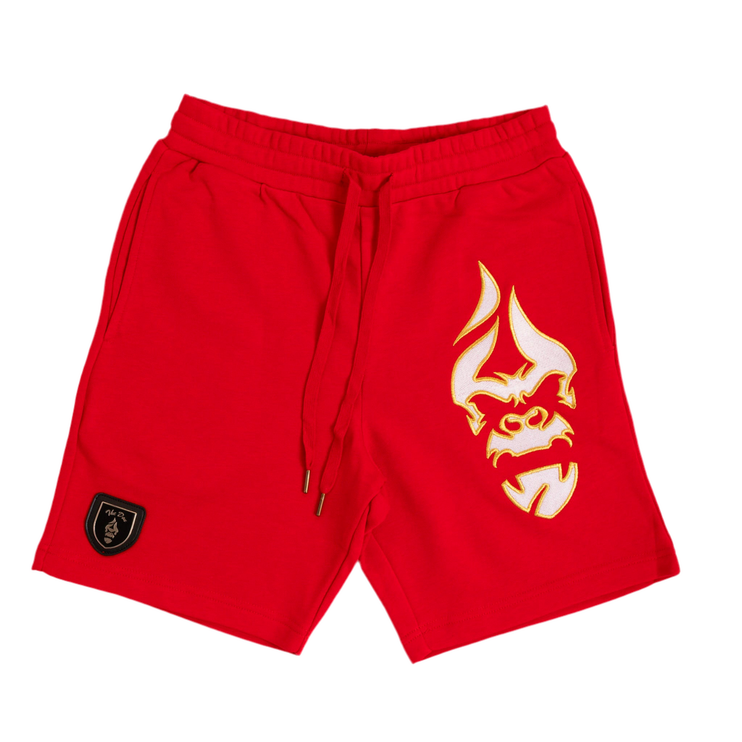 All Natural Ape The Don Sweat Shorts Satin Red/ White/ Gold Trim