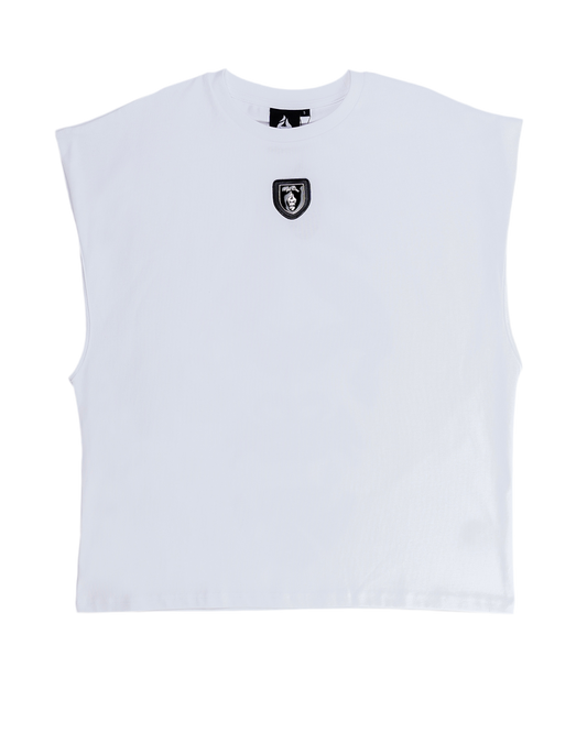 All Natural Ape The Don Super Oversized Cutoff Shirt- White
