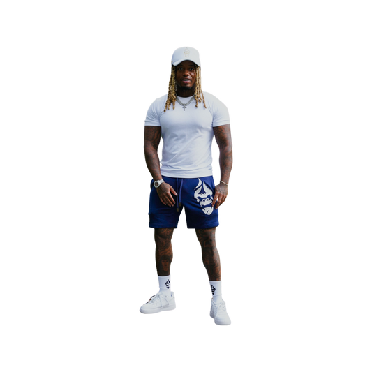 The Don Sweat Shorts- Navy Blue/ White
