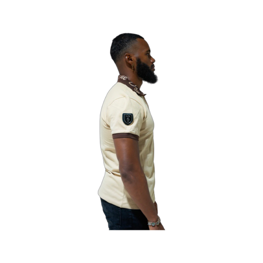The Don Polo Shirt- Cream & Brown