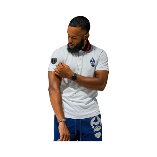 The Don Polo Shirt- White/ Navy Blue