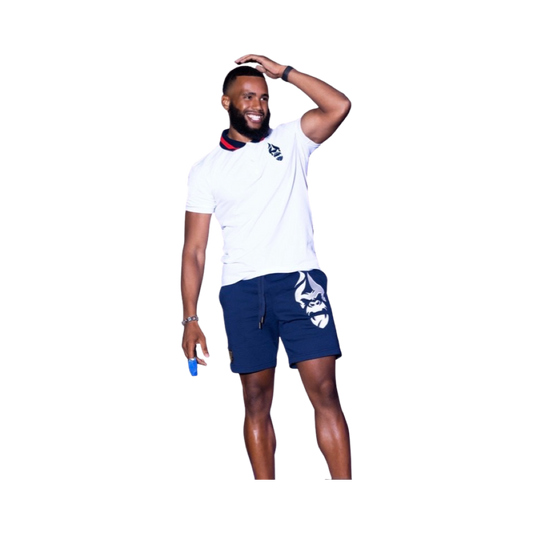 The Don Polo Shirt- White/ Navy Blue