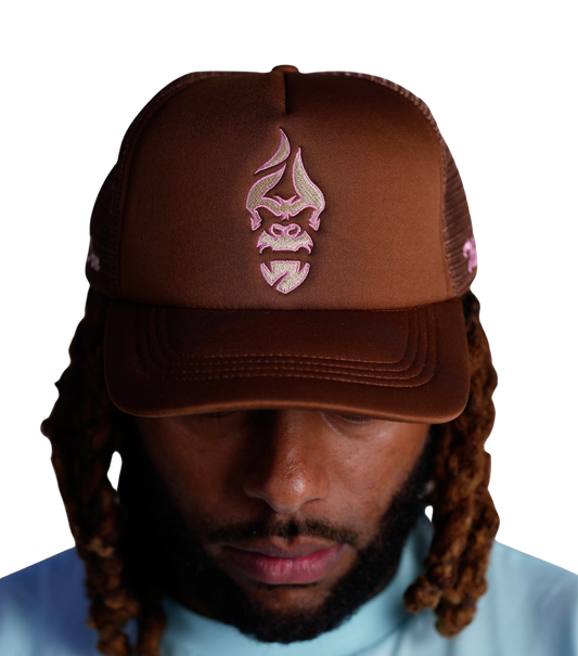 The Don Trucker Hat- Brown/ Hot Pink/ Nude