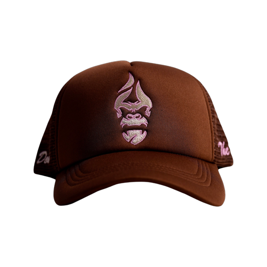 The Don Trucker Hat- Brown/ Hot Pink/ Nude