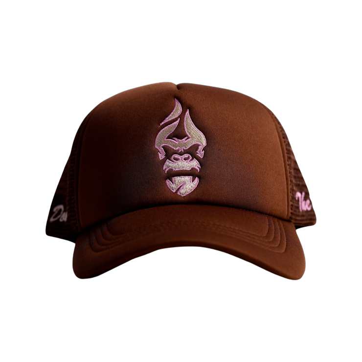 Brown/ Hot Pink/ Beige Trucker Hat